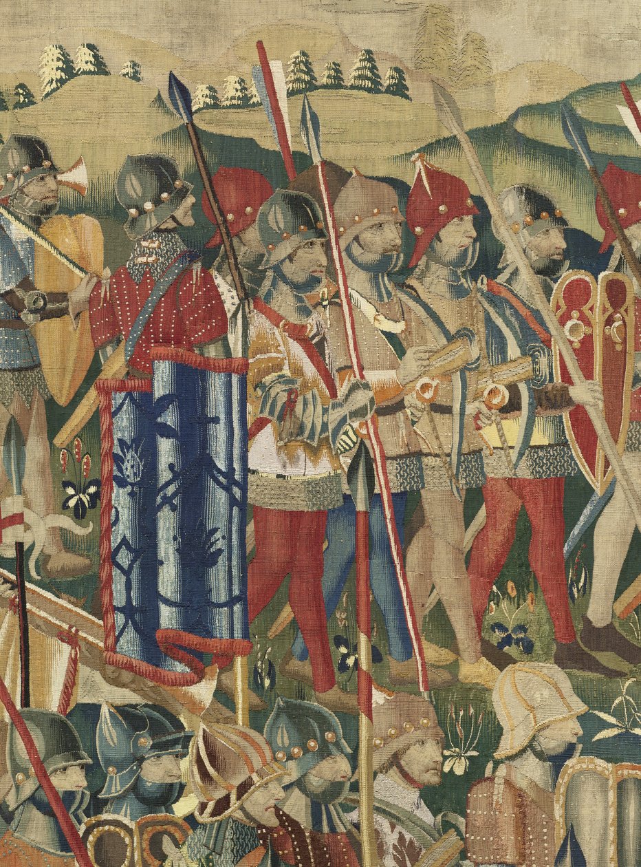Gobelin przedstawiający podboje króla Portugalii Alfonsa V (Conquistas de Alfonso V de Portugal), Tournai. Szczegół. (Wełna i jedwab) autorstwa Flemish School