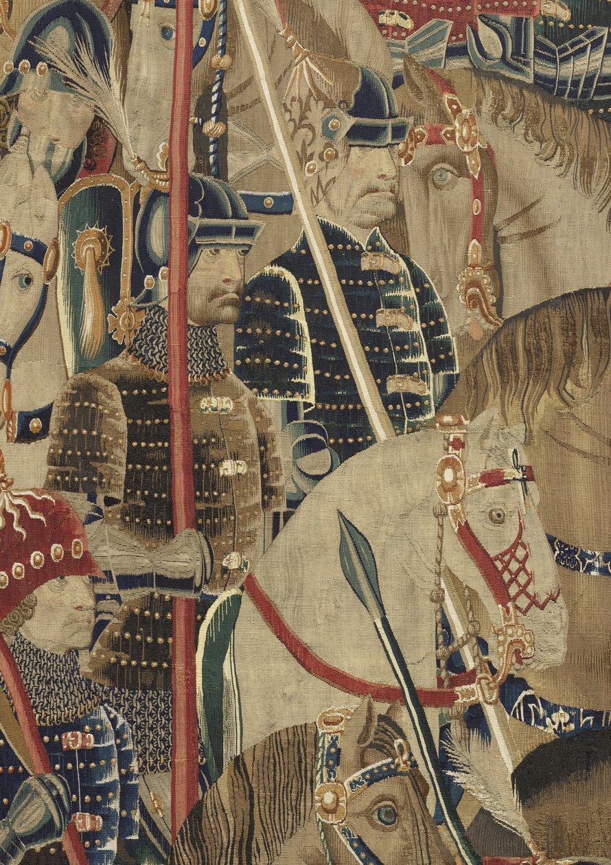 Gobelin przedstawiający podboje króla Portugalii Alfonsa V (Conquistas de Alfonso V de Portugal), Tournai. Szczegół. (Wełna i jedwab) autorstwa Flemish School