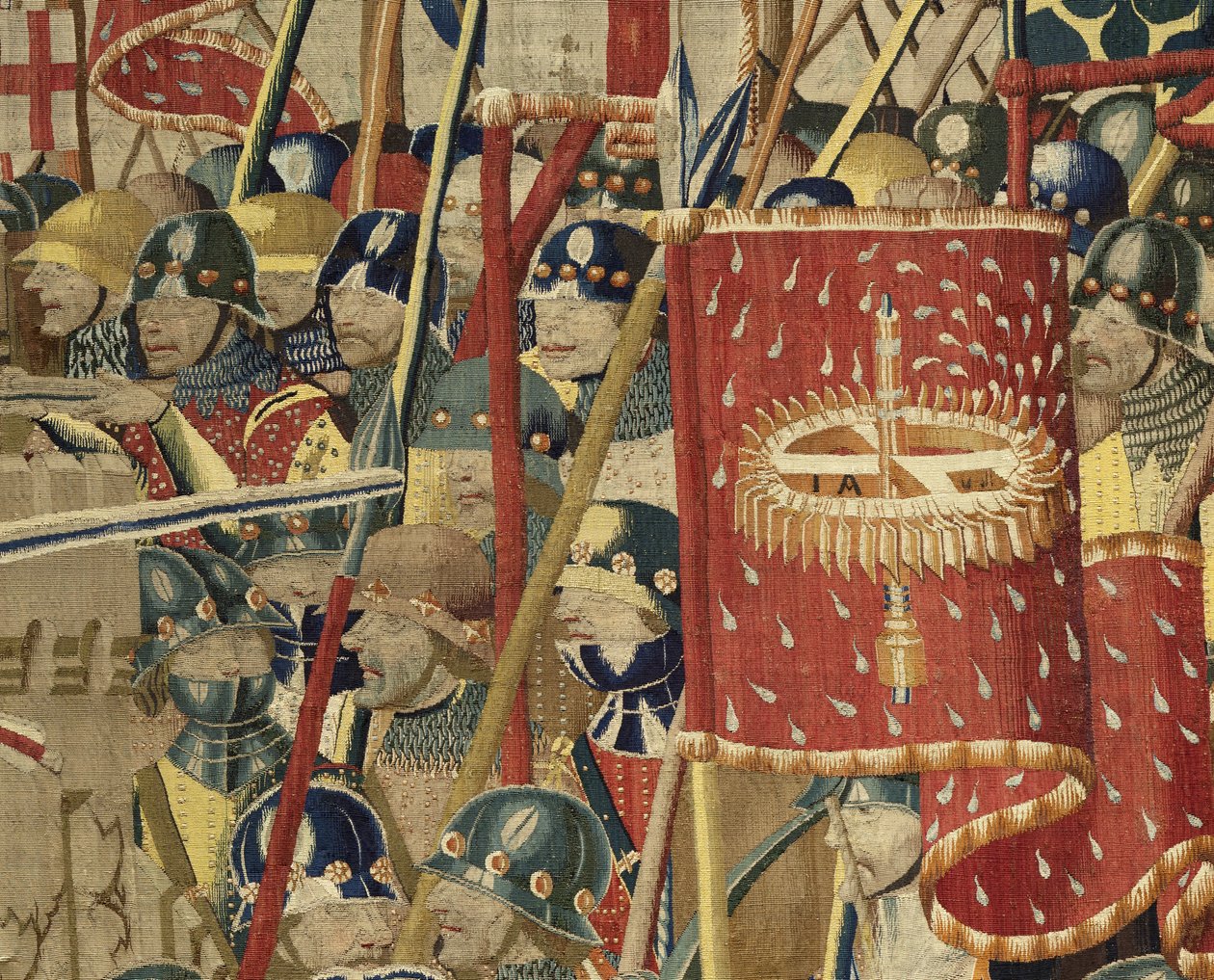 Gobelin przedstawiający podboje króla Portugalii Alfonsa V (Conquistas de Alfonso V de Portugal), Tournai. Szczegół. (Wełna i jedwab) autorstwa Flemish School