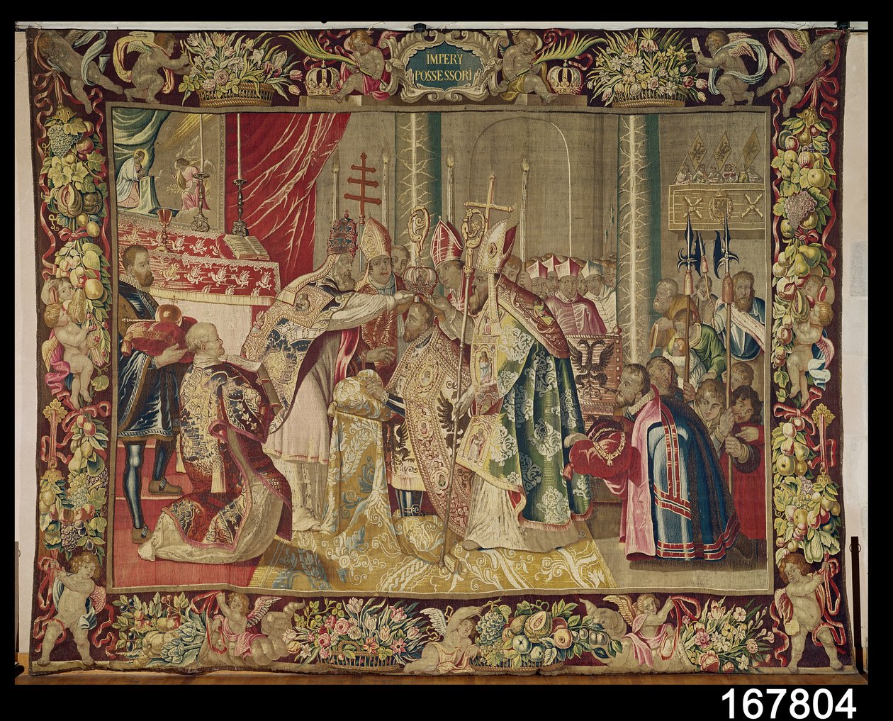 Koronacja Karola V (1500-58) z The Tapestry of Charles Quint, c.1630-40 autorstwa Flemish School