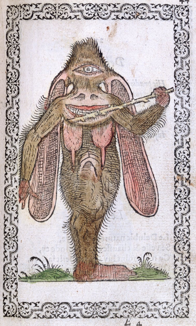 Cyklop, ilustracja z Nawyki i portrety prawie wszystkich narodów i narodów współczesnych, Jean Sluperji, Antwerpia, 1572 (kolorowy drzeworyt) autorstwa Flemish School