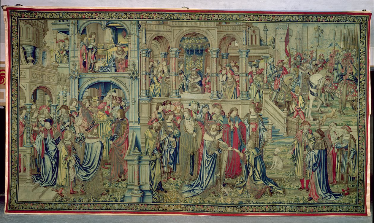 Śmierć dziecka i króla obiecane zwycięstwo, Gobelin Dawida i Batszeby, ok. 1510-15 autorstwa Flemish School
