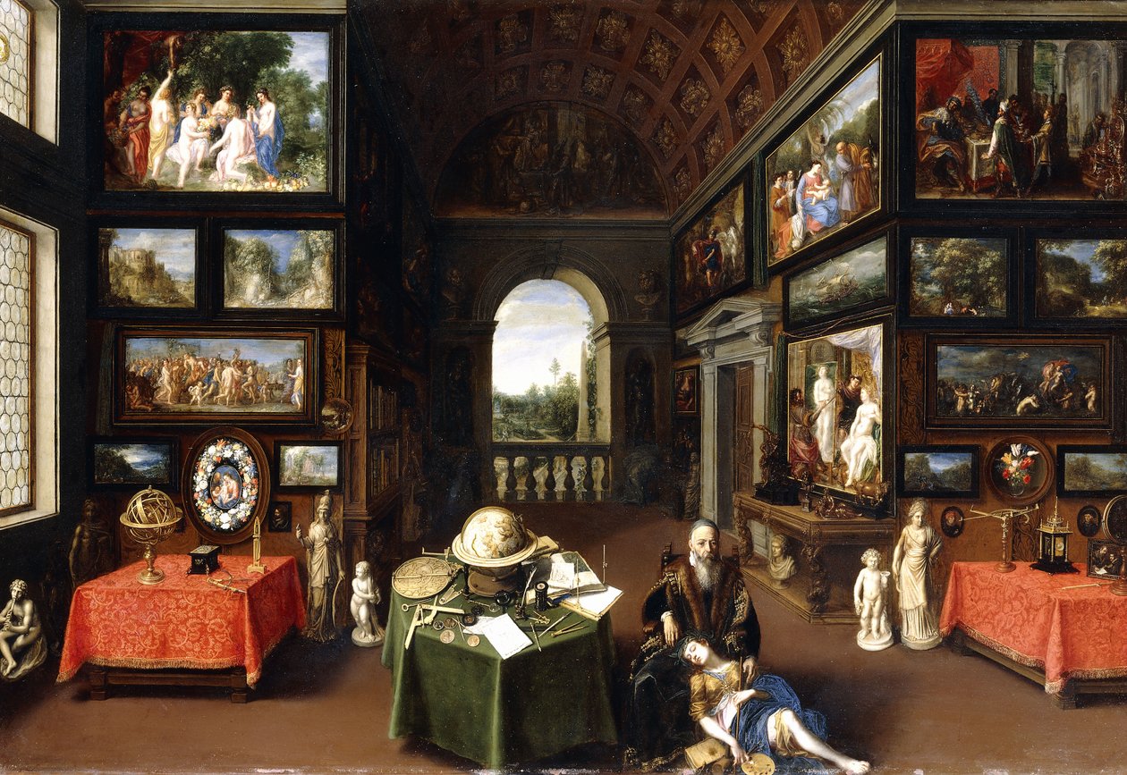 Wnętrze Galerii Obrazów z Personifikacjami Malarstwa i Rysunku, ok. 1630 autorstwa Flemish School