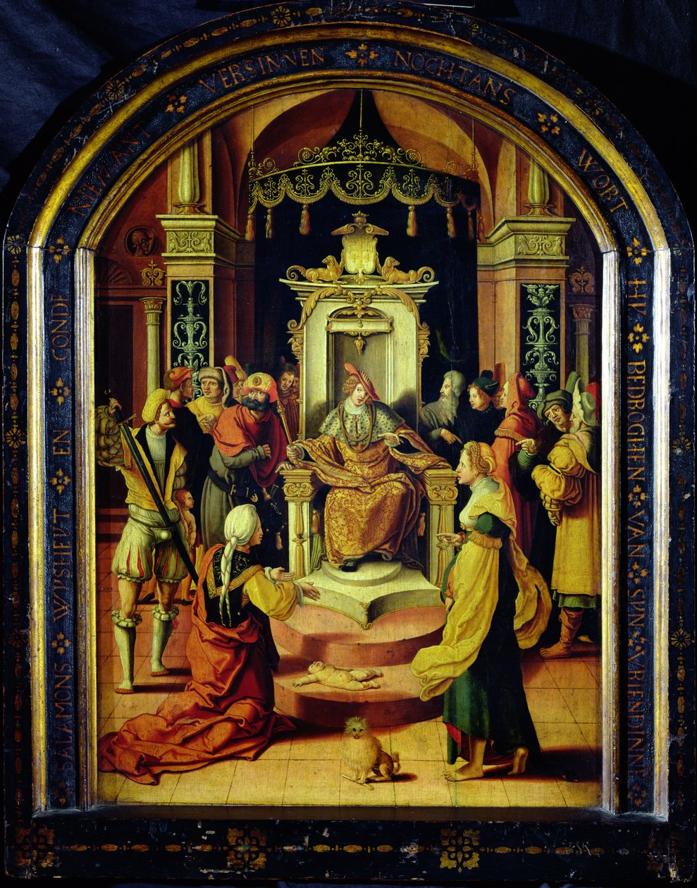 Sąd Salomona (olej na panelu) autorstwa Flemish School