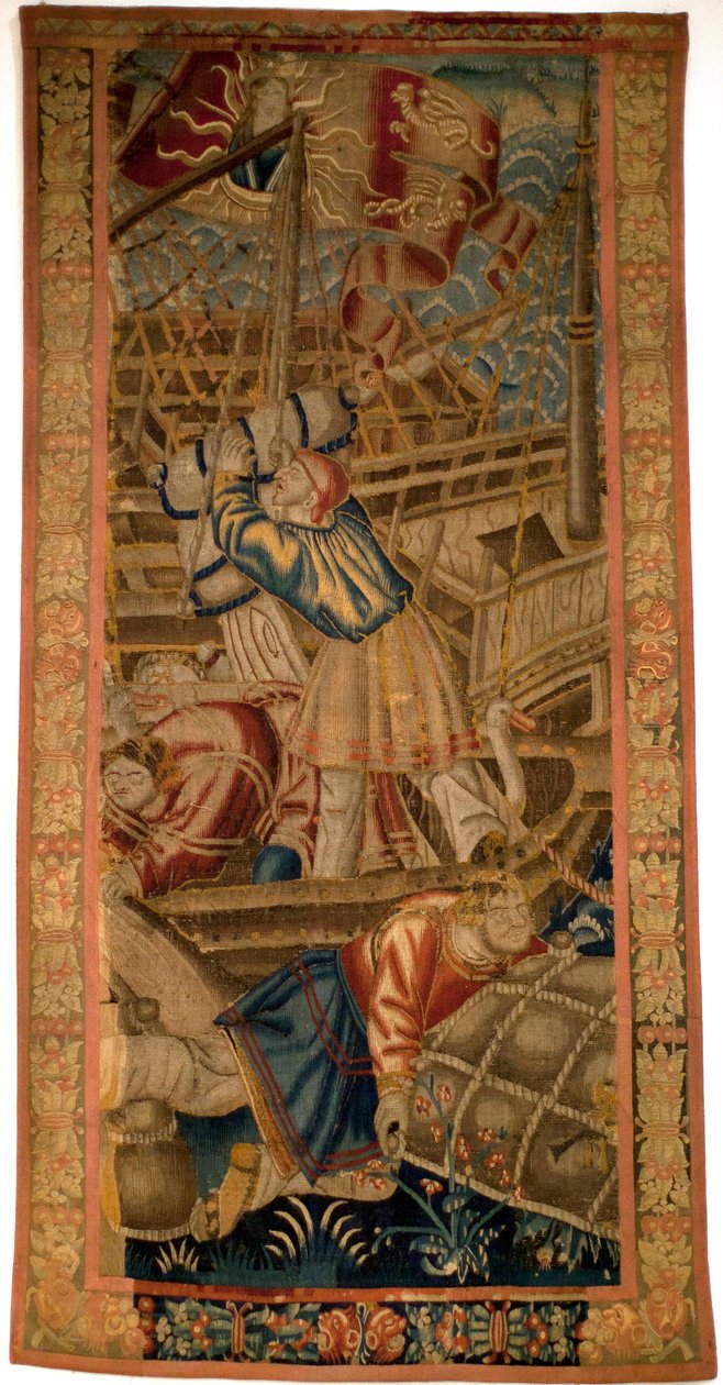 Portugalczycy w Indiach - flamandzki gobelin z Tournai z pierwszej ćwierci XVI wieku - Musee de la Marine de Lisbon (Portugalia) autorstwa Flemish School