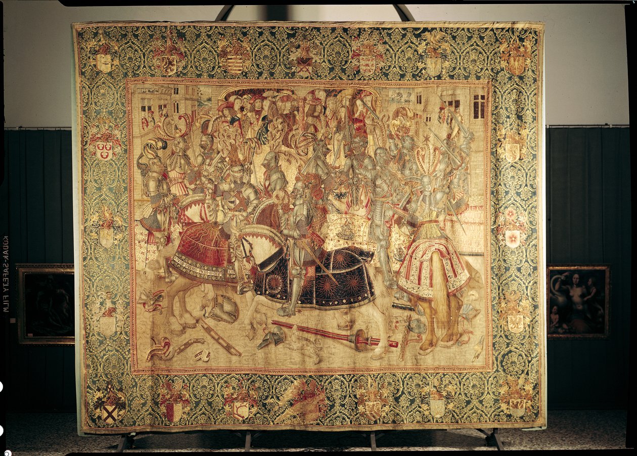Turniej, gobelin na krośnie pionowym z warsztatu brukselskiego, ok.1497 autorstwa Flemish School