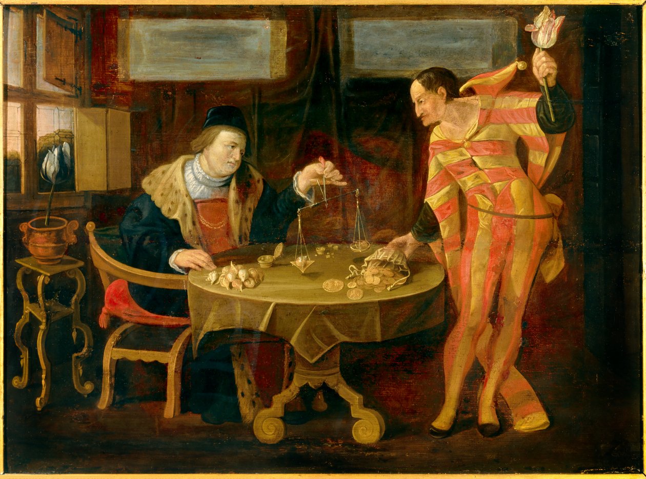Sprzedaż cebuli tulipanów Malarstwo ze szkoły flamandzkiej z XVII wieku. Słońce 0,54x0,74 m Rennes, musee des Beaux Arts autorstwa Flemish School