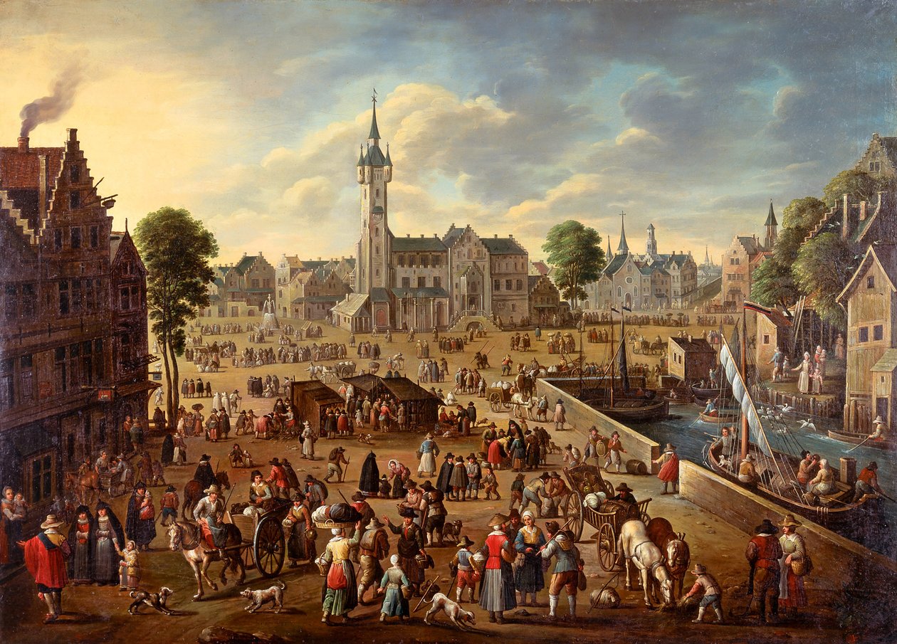 Widok na Rynek Główny w Lier, ok. 1620-1625 autorstwa Flemish master
