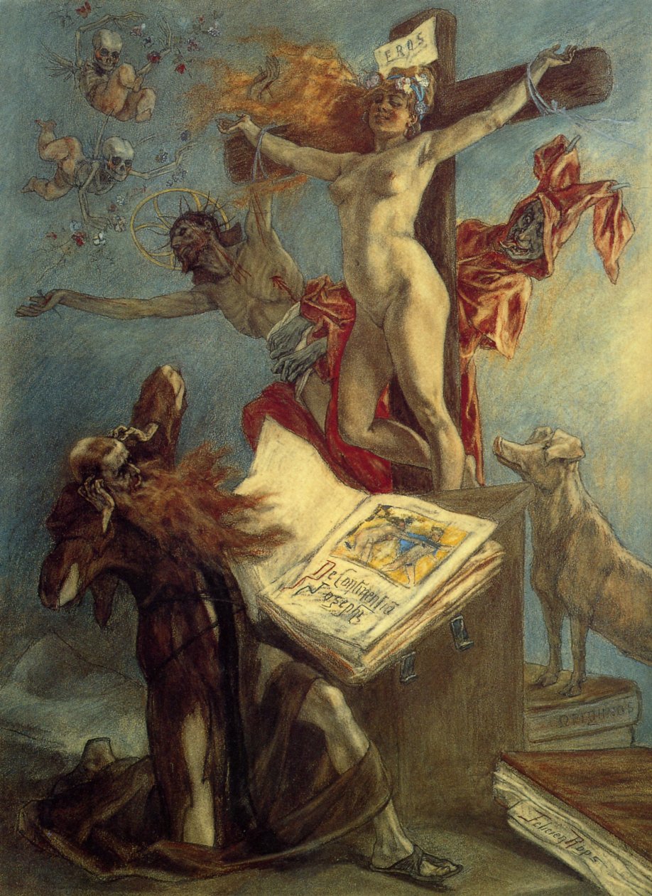 Kuszenie św. Antoniego, pastel, Félicien Rops autorstwa Félicien Rops