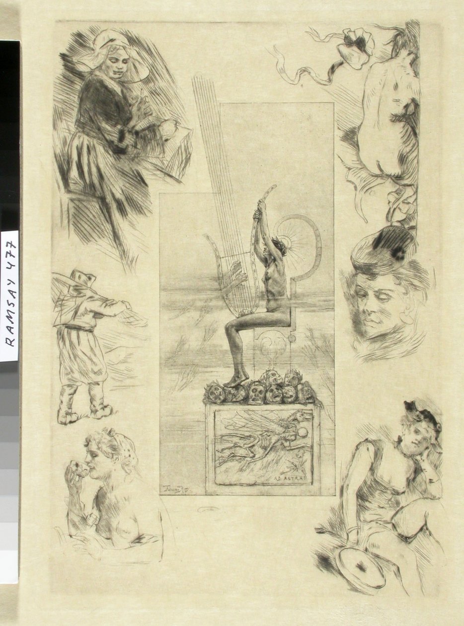 Wielki liryk. Strona tytułowa wydania dzieł Mallarmégo z 1887 roku. autorstwa Félicien Rops