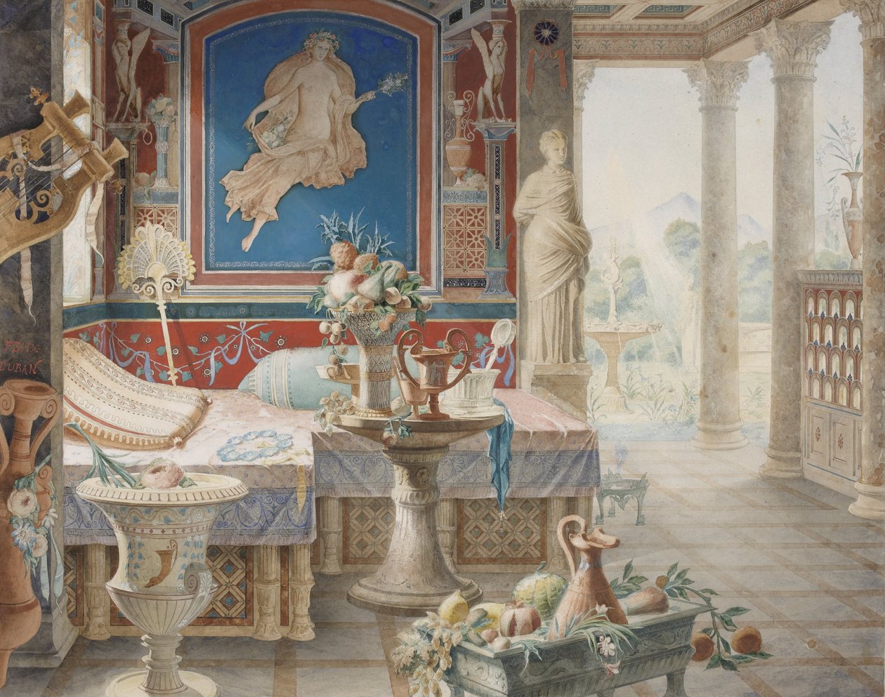 Fantazja architektoniczna w stylu Pompejów autorstwa Felix Louis Jacques Duban