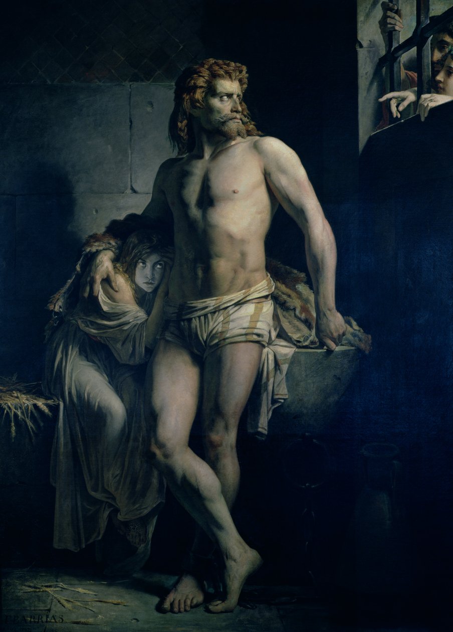 Gal i jego córka uwięziony w Rzymie, 1847 r. autorstwa Félix Joseph Barrias