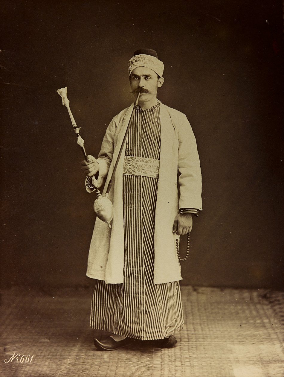 Album Damas et Baalbek : Portret mężczyzny z fajką wodną autorstwa Félix Bonfils