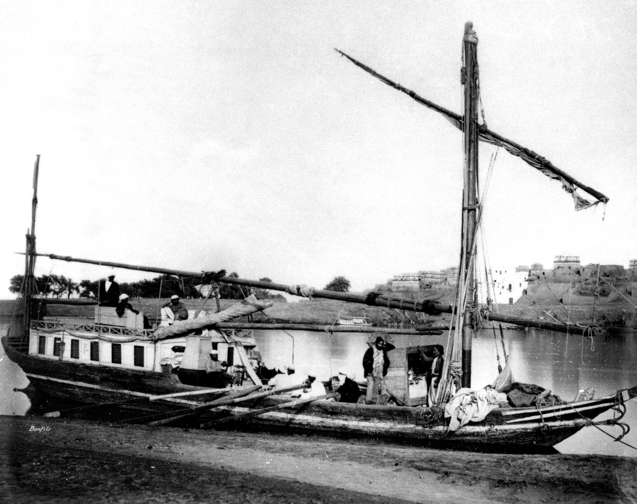 Łódź na Nilu, Egipt, 1878 autorstwa Félix Bonfils