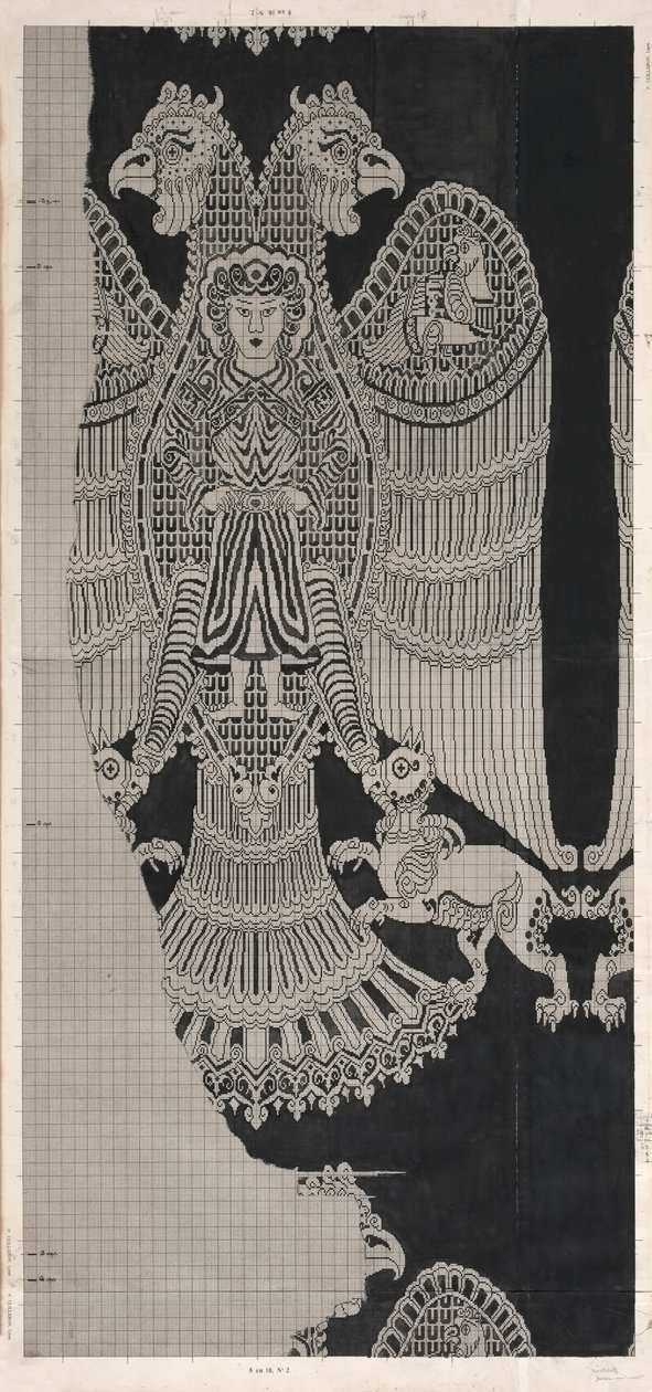 Schematyczny rysunek Buyid Silk (1962.264) autorstwa Félix Guichert