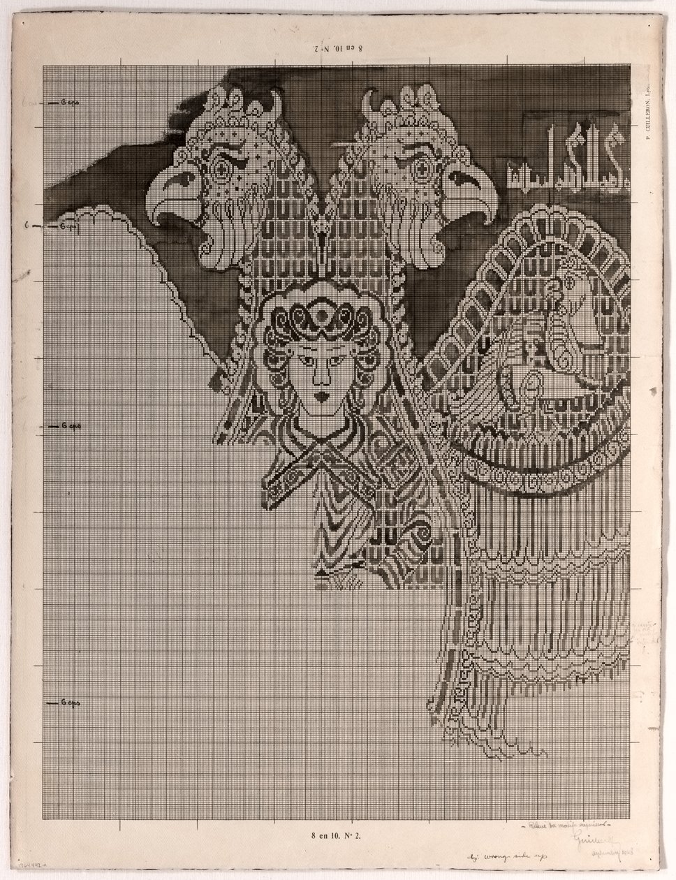 Schematyczne rysunki Buyid Silk (1962.264) autorstwa Félix Guichert