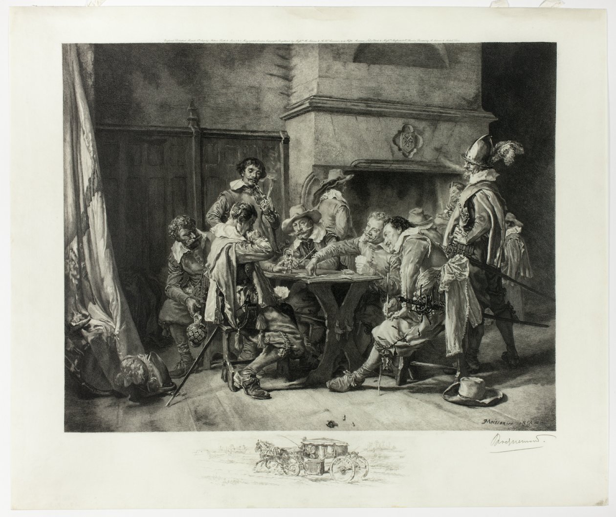 Partie perdue (Karty do gry Żołnierze) autorstwa Félix Henri Bracquemond
