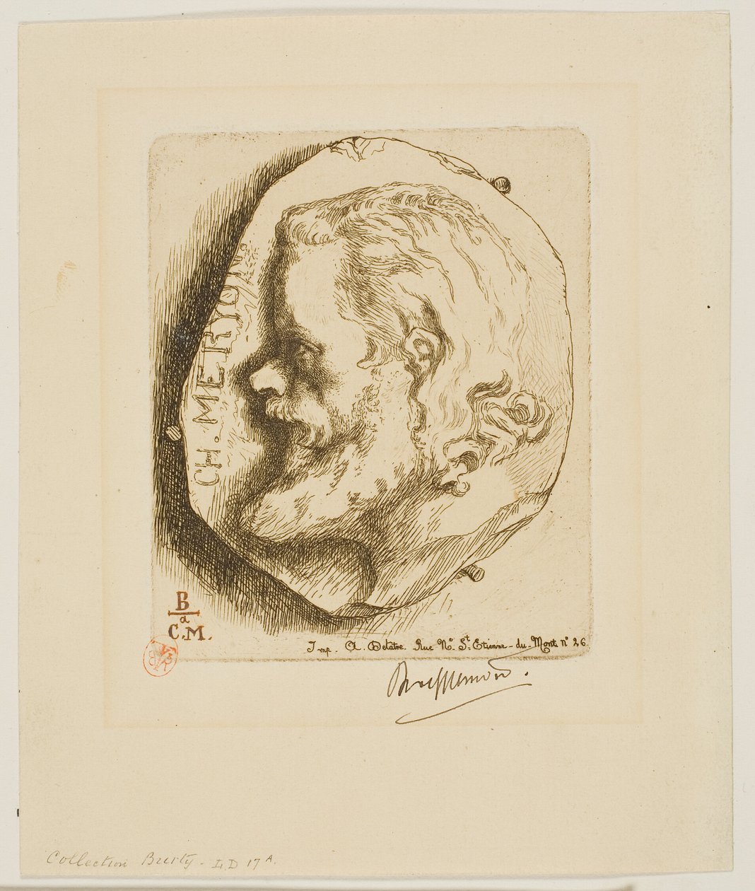 Portret Meryona z profilu autorstwa Félix Henri Bracquemond