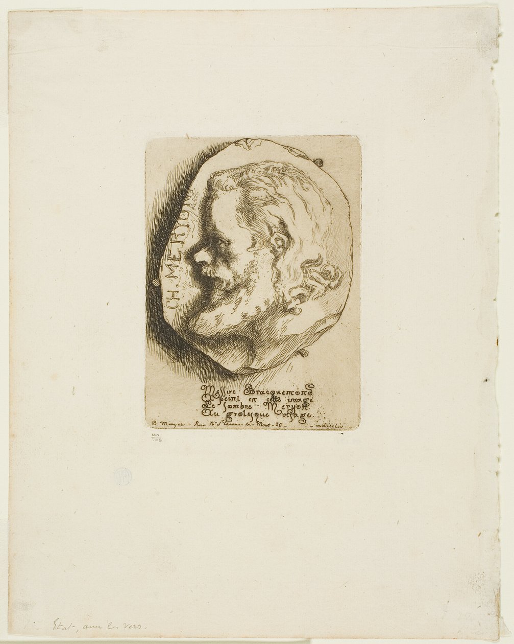 Portret profilowy Charlesa Meryona autorstwa Félix Henri Bracquemond