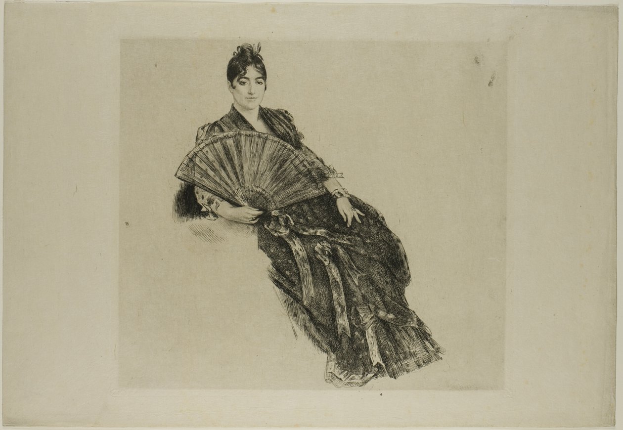 Kobieta z wachlarzem autorstwa Félix Henri Bracquemond