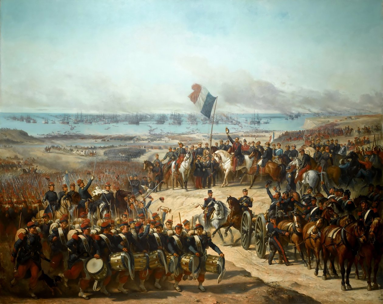 Wyokrętowanie armii francuskiej w Eupatoria, 14 września 1854 r autorstwa Félix Joseph Barrias