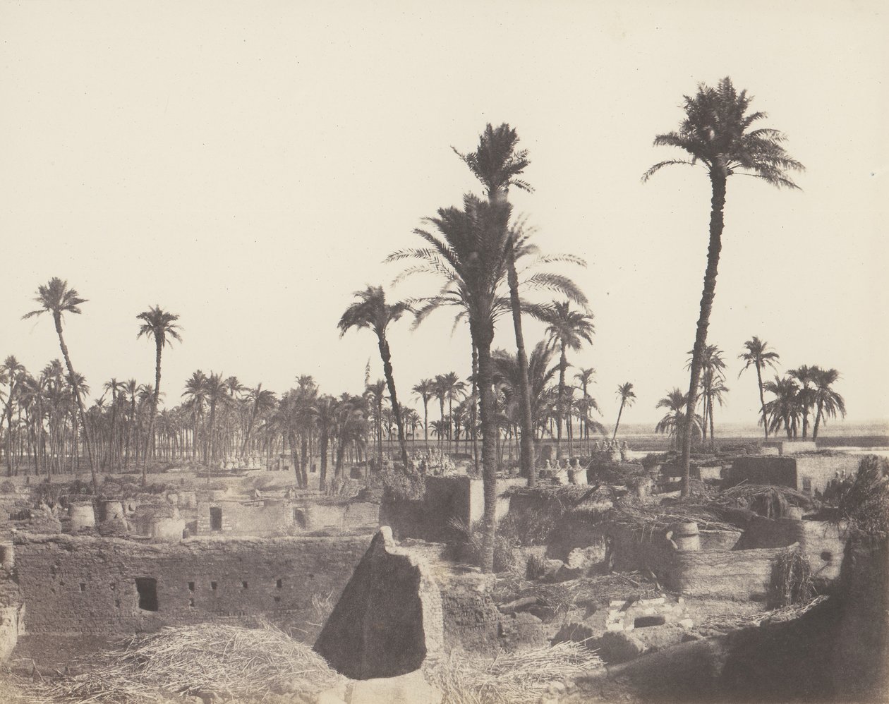 Abaziz, Wnętrze wioski arabskiej, 1851-52, druk 1853-54. autorstwa Félix Teynard