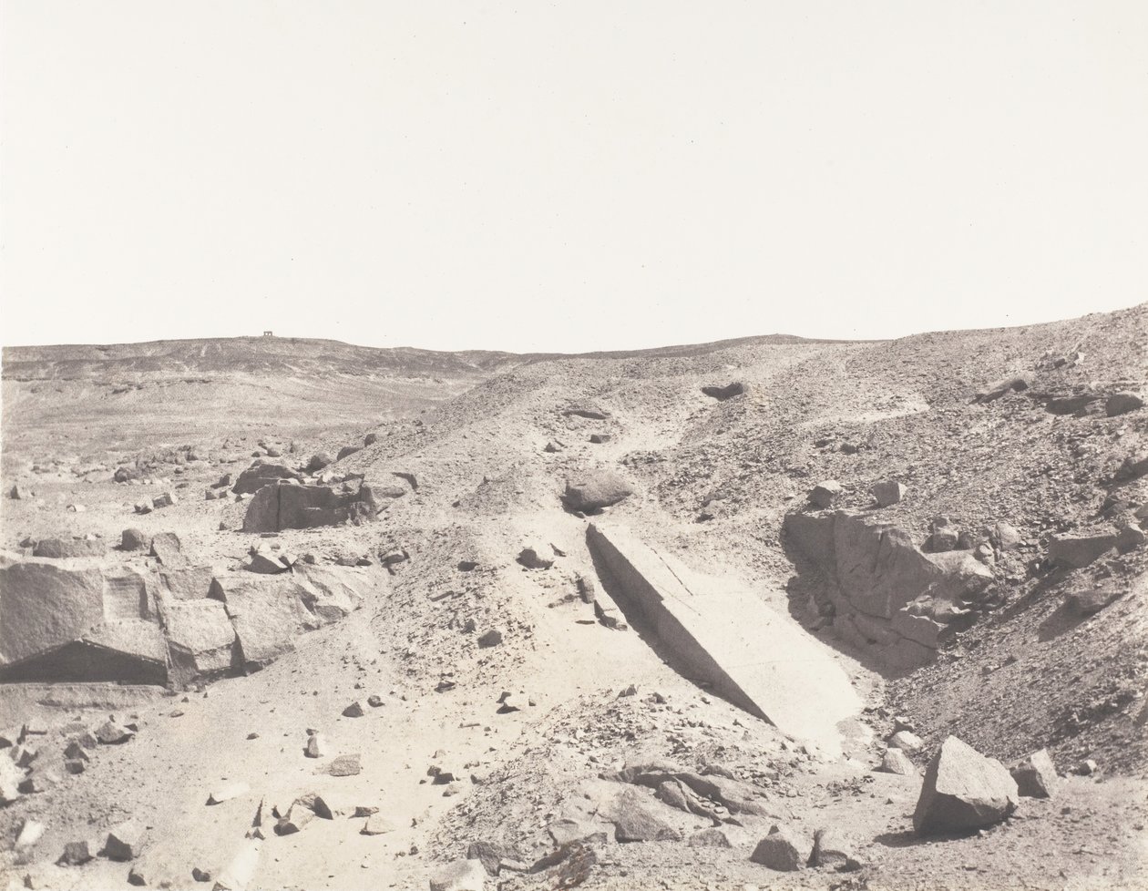 Aswan Syene, Kamieniołomy granitu - starożytny system wydobywczy, 1851-52, wydrukowany w latach 1853-54. autorstwa Félix Teynard