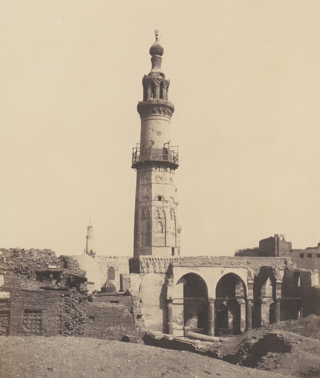 Djirdjeh, Meczet w ruinach na skraju Nilu, 1851-52, wydrukowany w latach 1853-54. autorstwa Félix Teynard