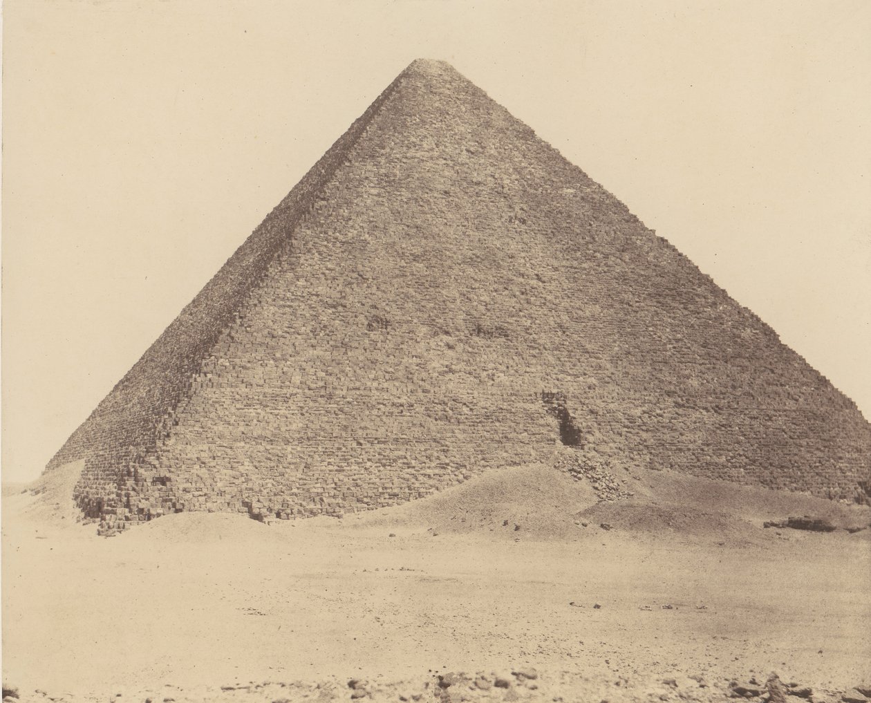 Nekropolia Dżizeha w Memfis, Piramida Cheopsa Wielka Piramida, 1851-52, wydrukowana 1853-54. autorstwa Félix Teynard