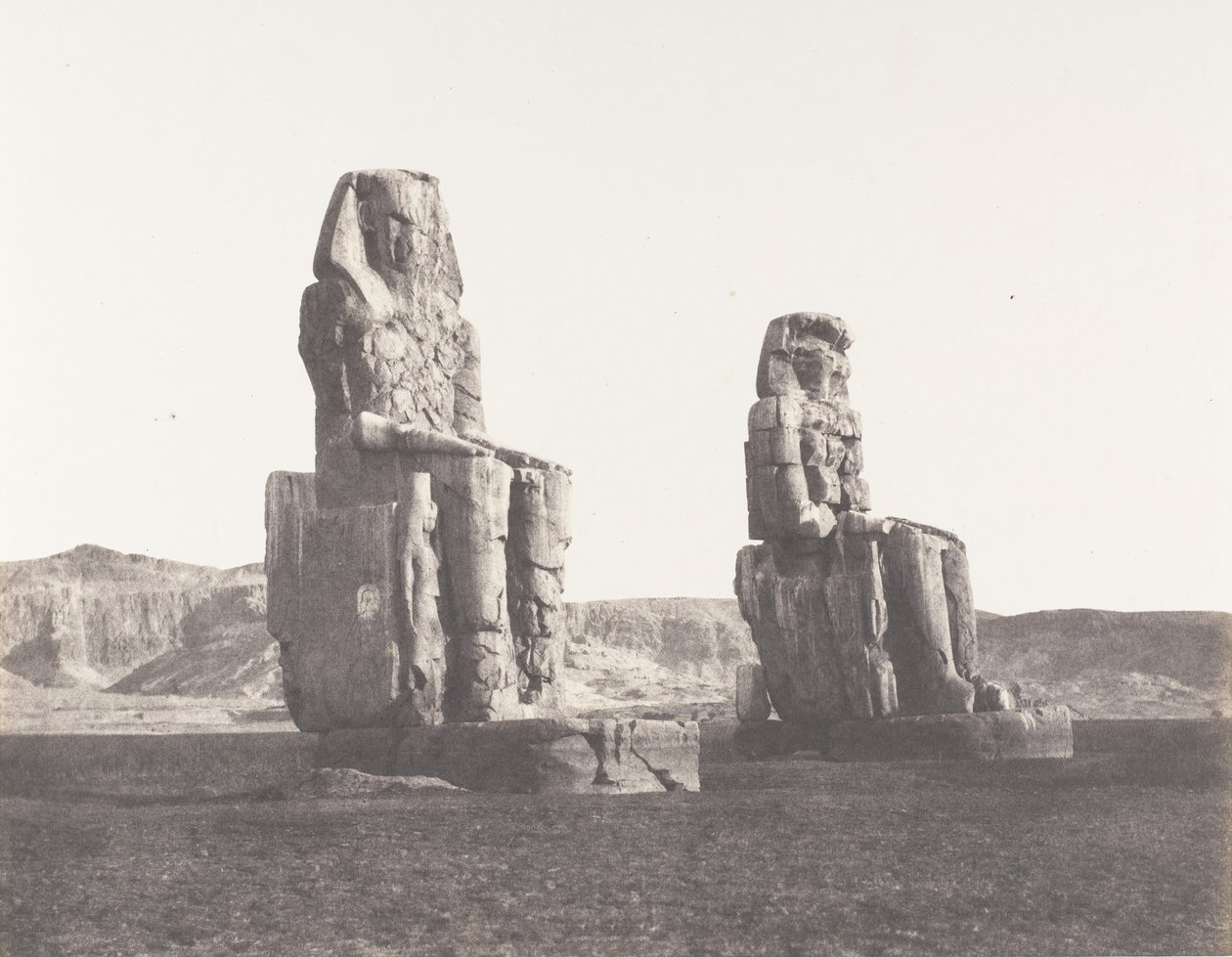 Gourna Teby, Kolosy Prawa, powiedziane o Memnonie, 1851-52, wydrukowane w latach 1853-54. autorstwa Félix Teynard