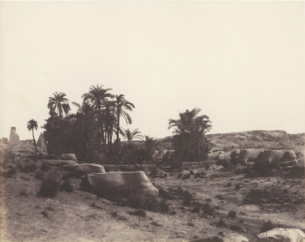 Karnak Teby, Aleja Sfinksów - Widok ogólny z punktu G, 1851-52, druk 1853-54. autorstwa Félix Teynard