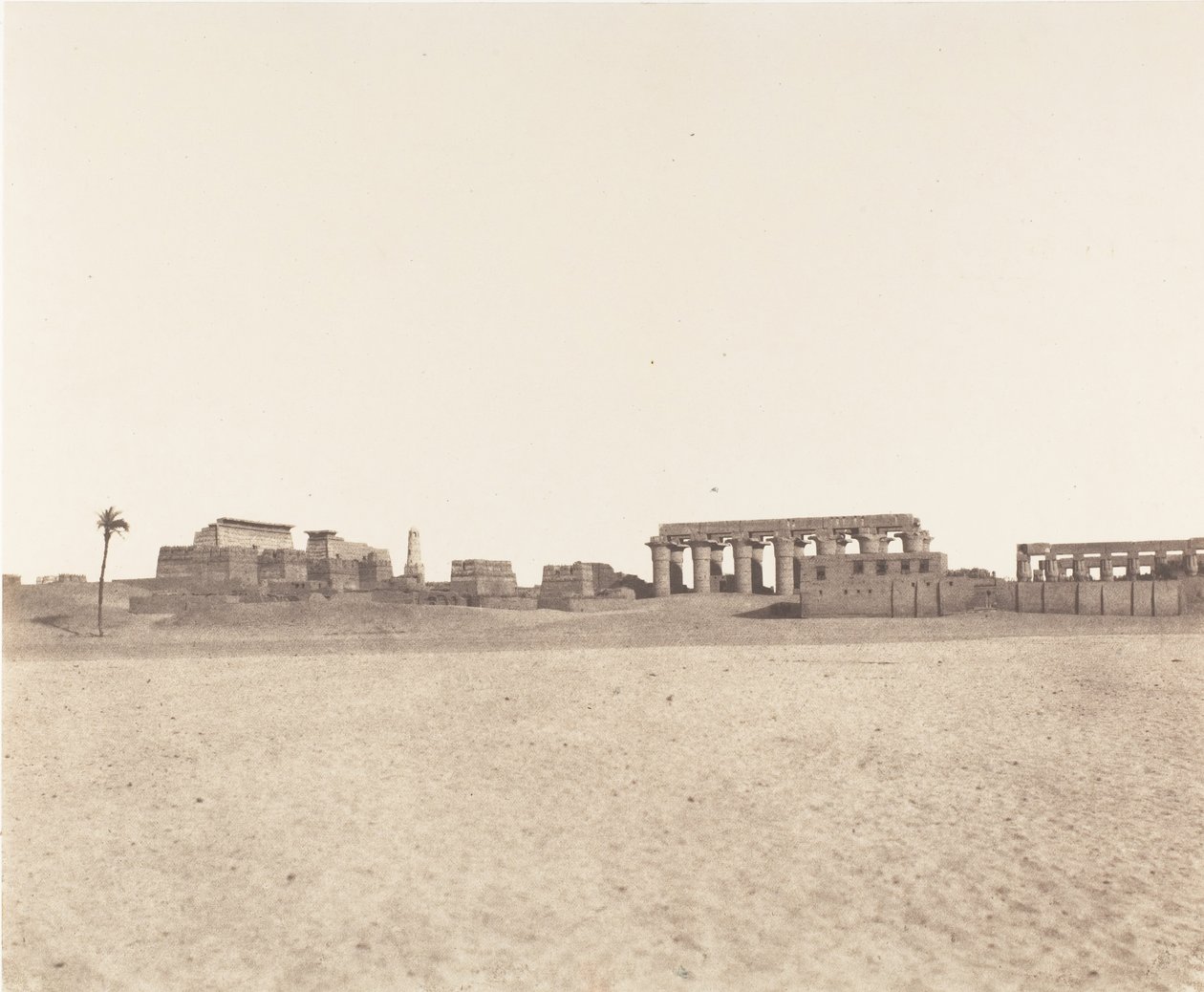 Luksor Teby, Widok ogólny ruin, 1851-52, wydrukowany w latach 1853-54. autorstwa Félix Teynard