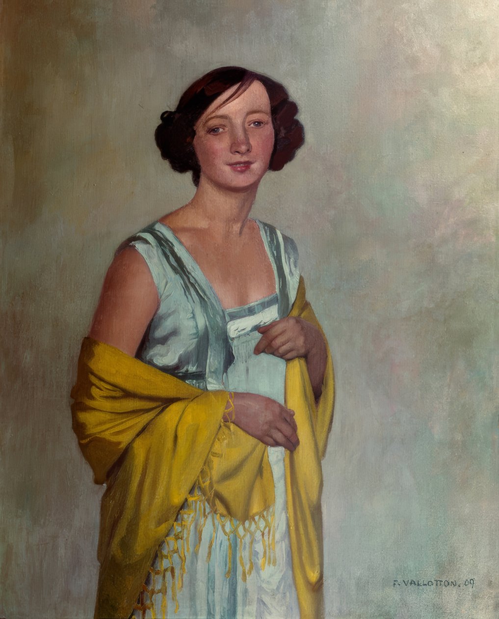 Portret kobiety z żółtym szalikiem autorstwa Félix Vallotton