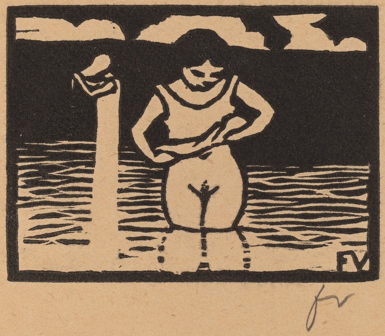Dziewczyna podnosząca koszulę autorstwa Félix Vallotton