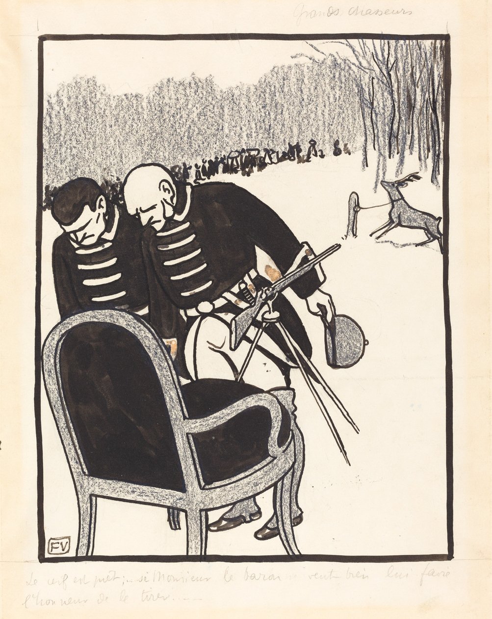 Wielcy Łowcy — Jeleń jest gotowy, 1903. autorstwa Félix Vallotton