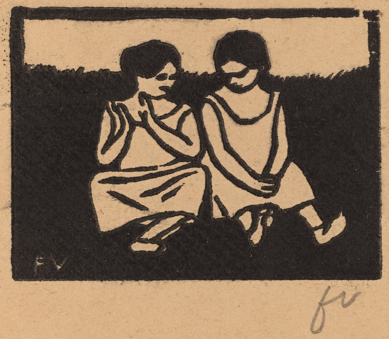 Dwie dziewczyny w koszulkach autorstwa Félix Vallotton