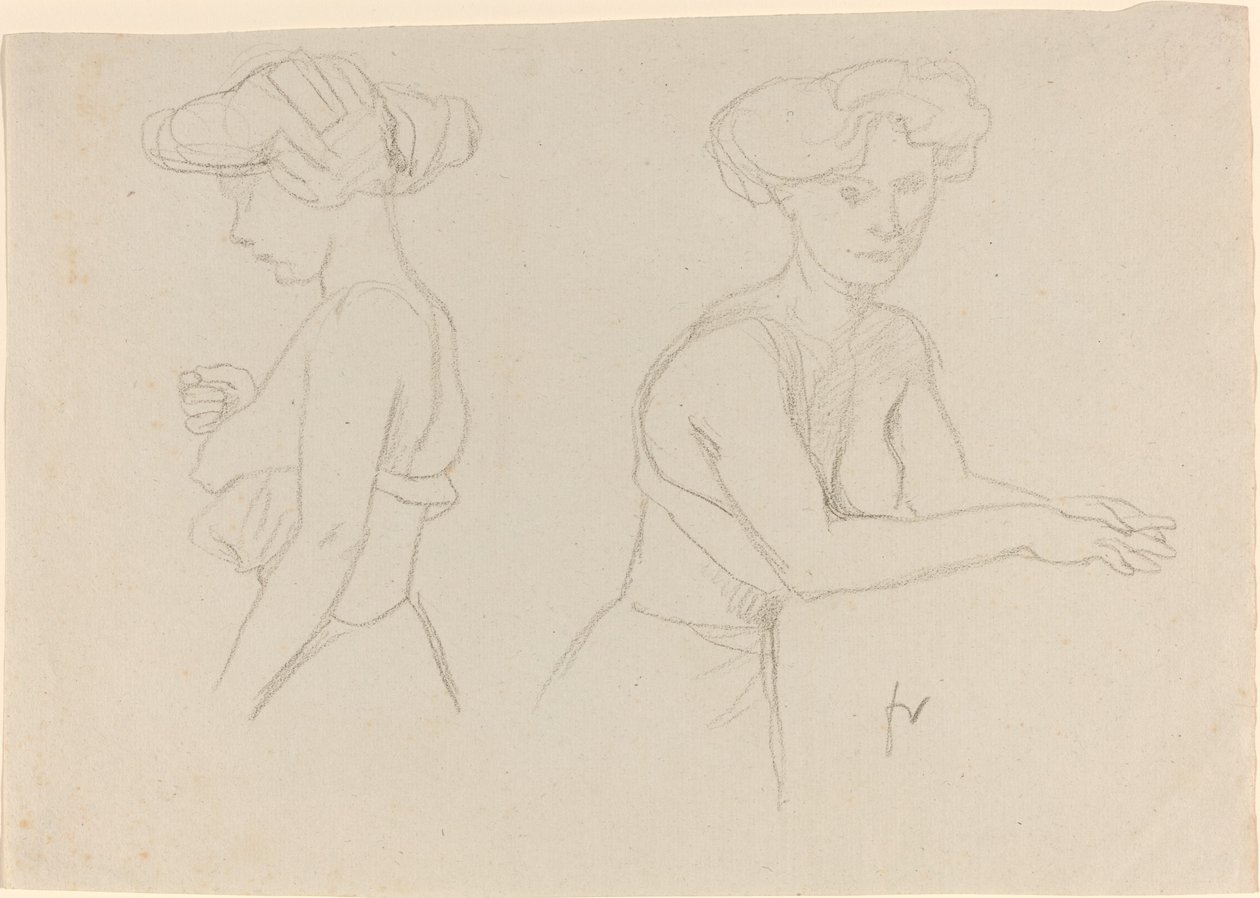 Dwa badania o ubieraniu się kobiety, lata 90. XIX wieku. autorstwa Félix Vallotton