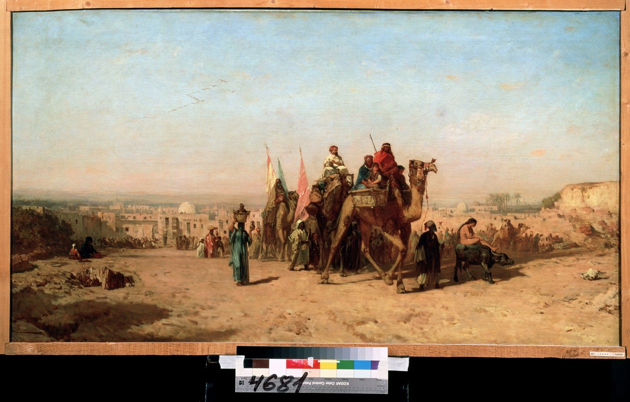 Przyczepa kempingowa (Przyczepa kempingowa). Obraz Felixa Francois Ziema (1821-1911). Olej na płótnie, 79 x 145 cm autorstwa Félix Ziem