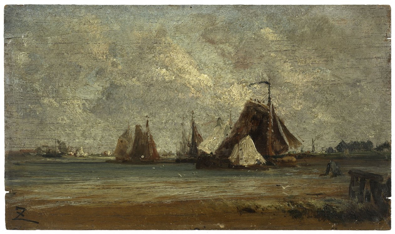 Łodzie rybackie, ok. 1852 (olej na drewnie) autorstwa Félix Ziem