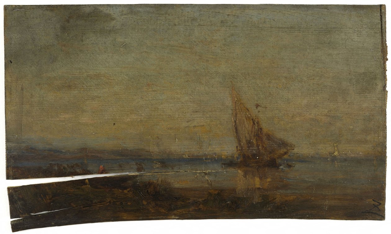 Przed Martigues, żółty żagiel, ok. 1875 (olej na drewnie) autorstwa Félix Ziem