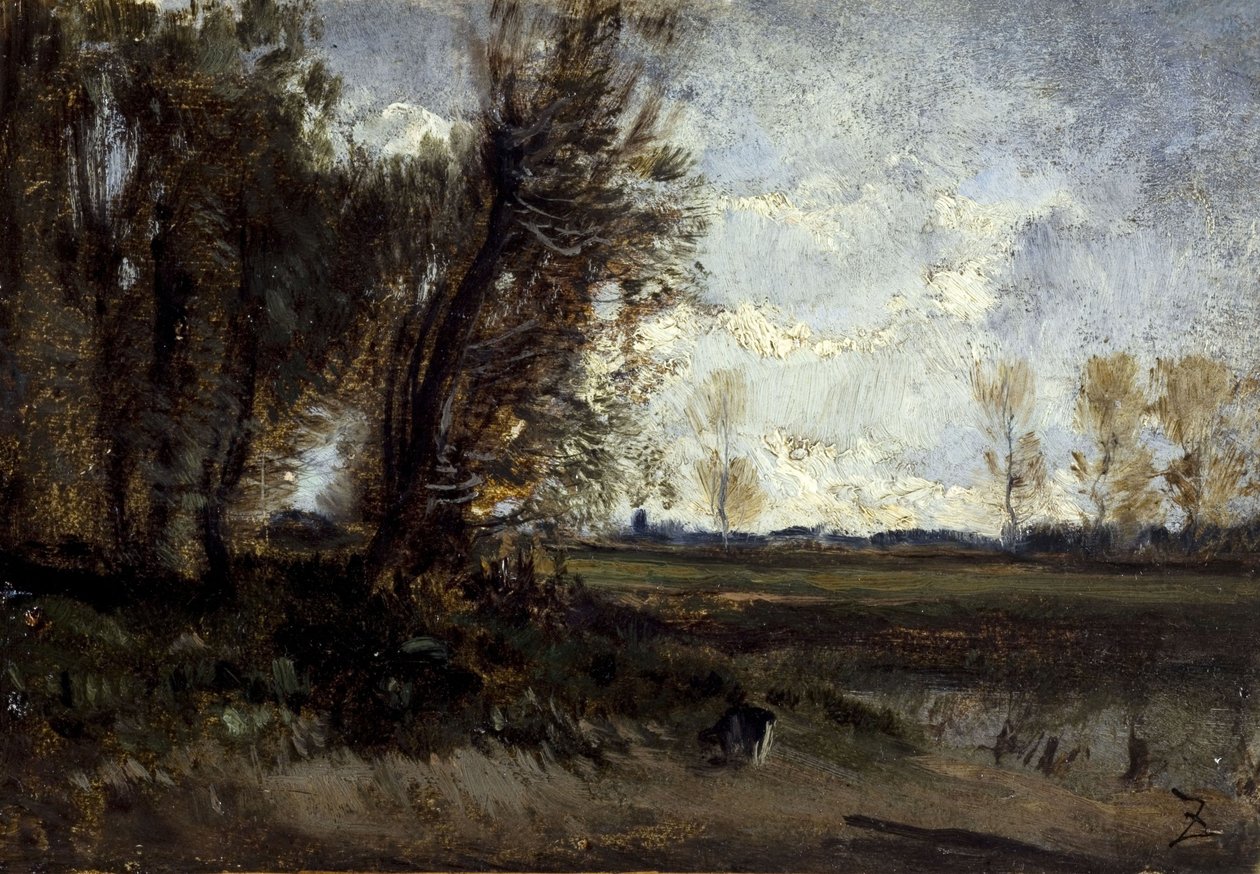 Staw, między 1850 a 1860 (olej na papierze na płótnie) autorstwa Félix Ziem