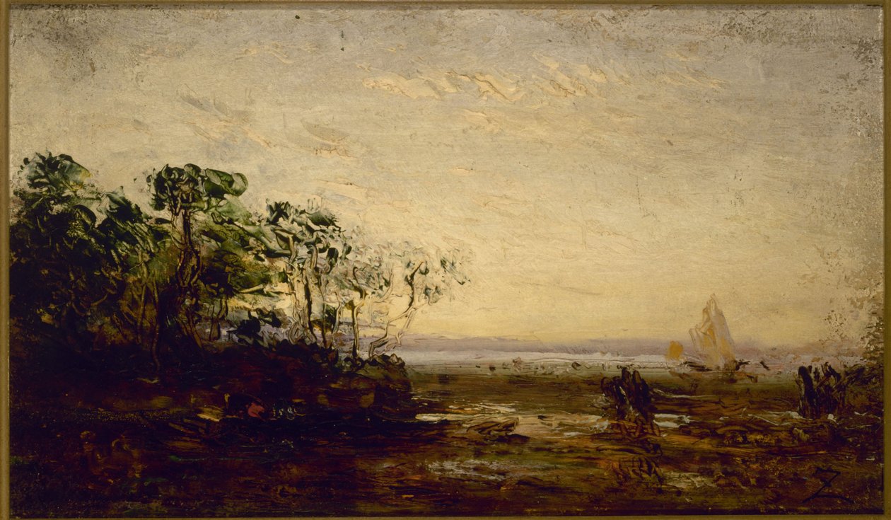 Martigues, efekt zmierzchu, między 1850 a 1900 (olej na drewnie) autorstwa Félix Ziem