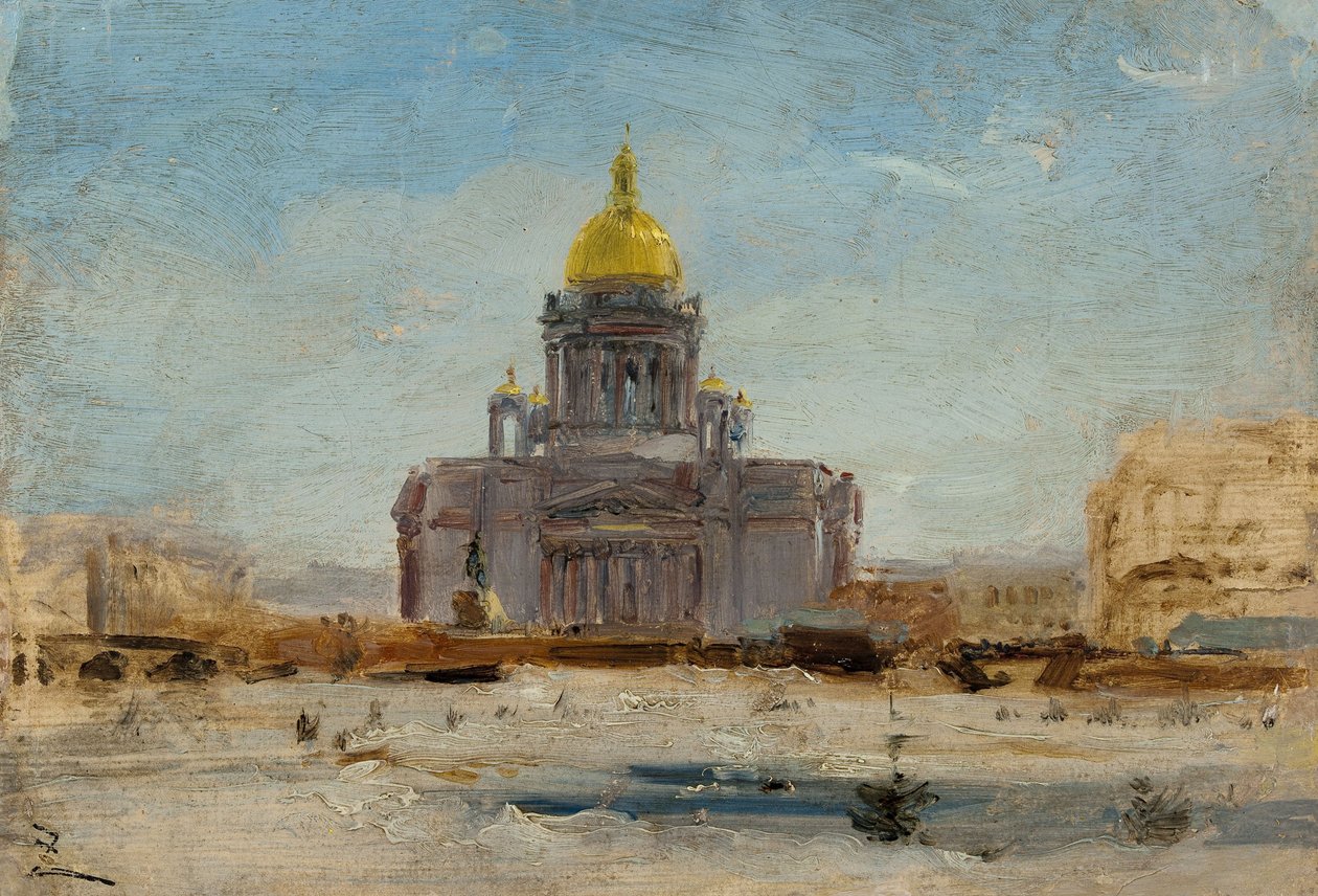 Petersburg, Święty Izaak, między 1-1844 a 9-1844 (olej na papierze na płótnie) autorstwa Félix Ziem