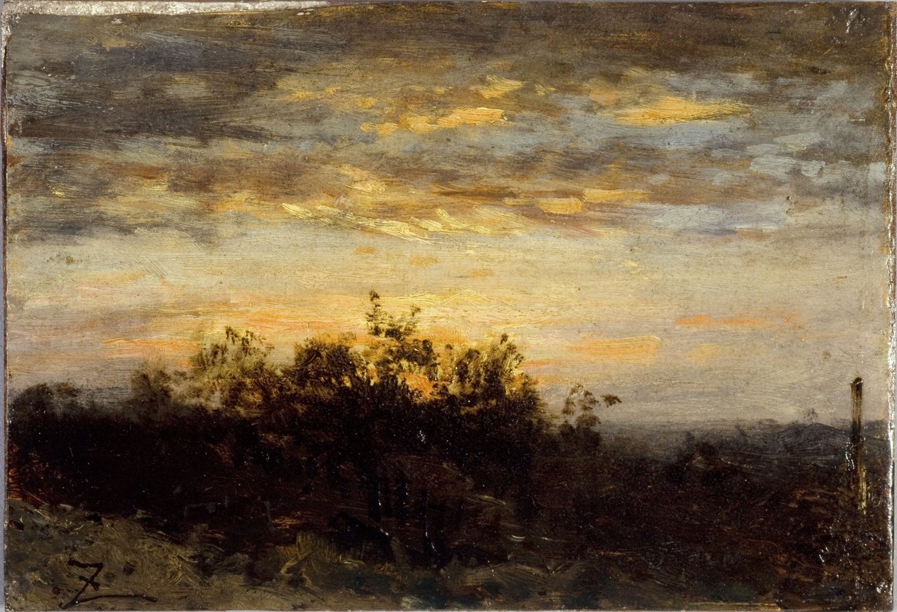 Zachód słońca, między 1850 a 1860 (olej na drewnie) autorstwa Félix Ziem