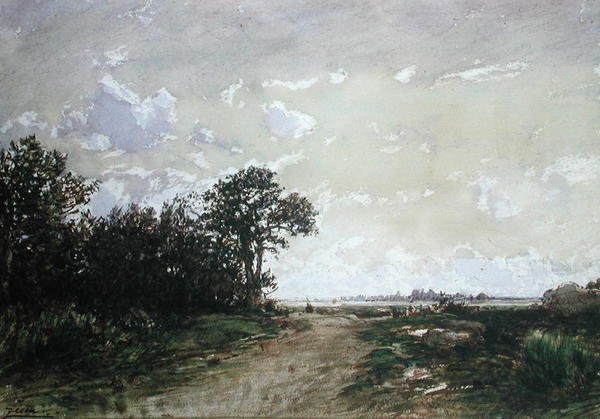 Las Fontainebleau koło Barbizon (wc na papierze) autorstwa Félix Ziem