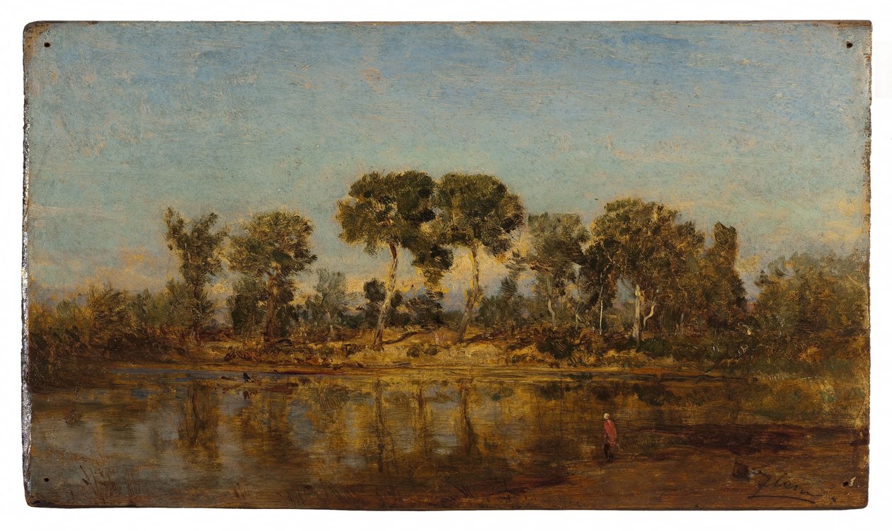 Rodan między Arles i Awinionem, między 1860 a 1865 (olej na drewnie) autorstwa Félix Ziem
