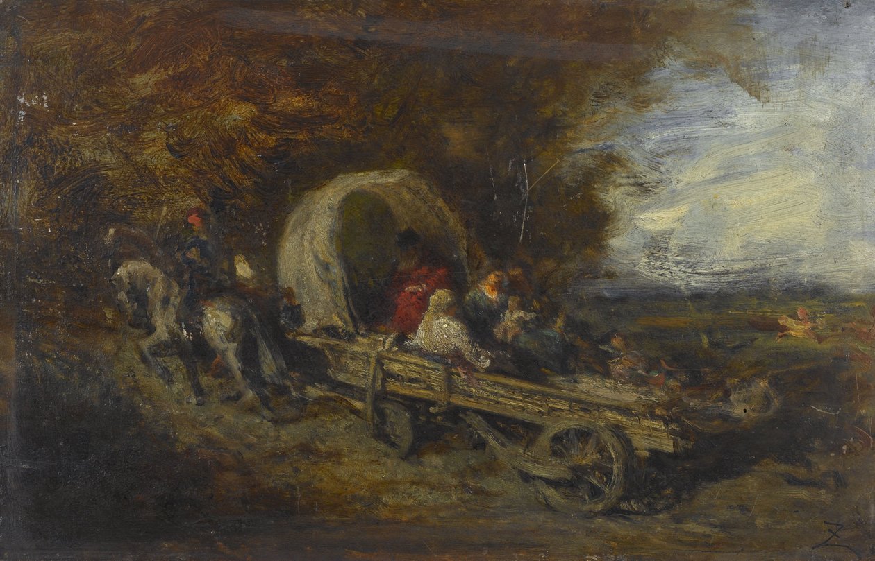 Powóz, między 1843 a 1844 (olej na drewnie) autorstwa Félix Ziem