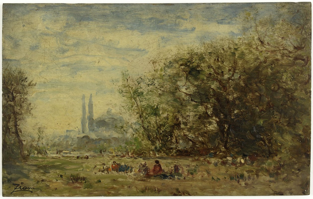 Słodkie wody Azji, niedaleko Konstantynopola, między 1880 a 1890 (olej na drewnie) autorstwa Félix Ziem