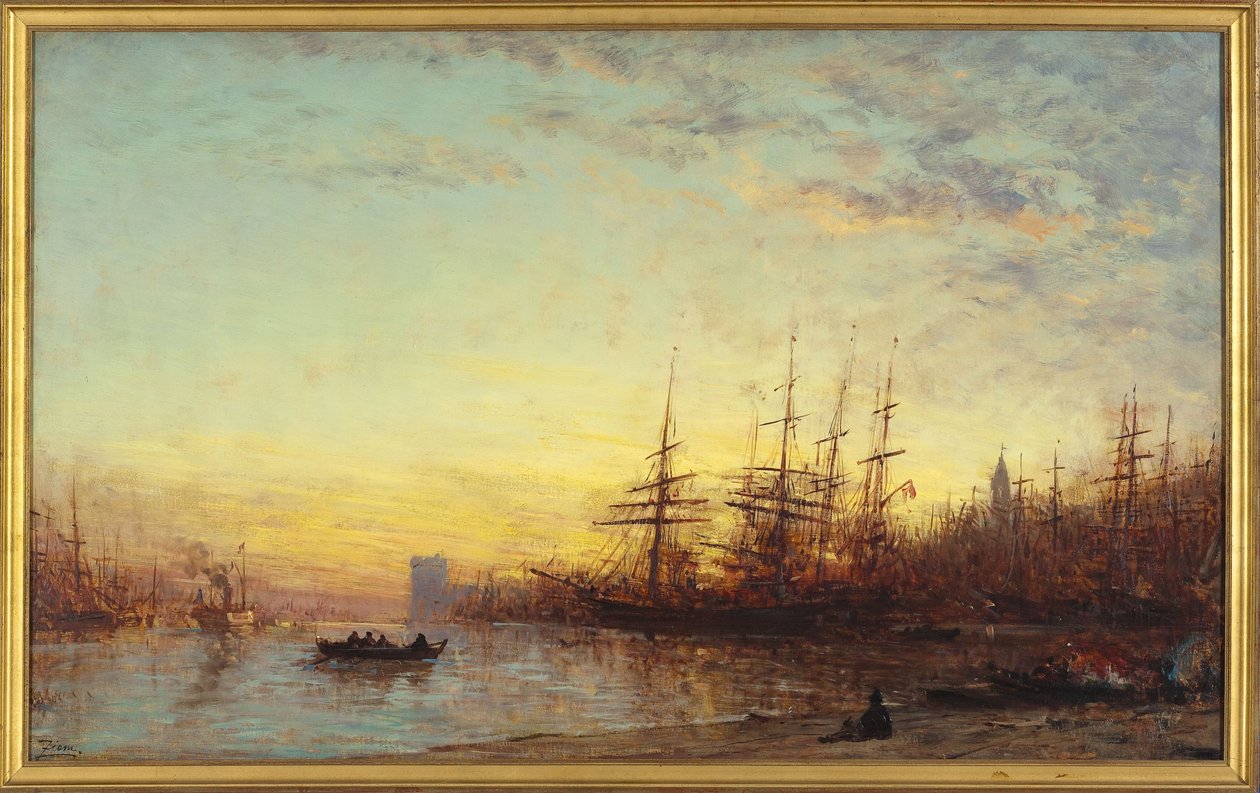 Port w Marsylii o zachodzie słońca, między 1890 a 1895 (olej na płótnie) autorstwa Félix Ziem
