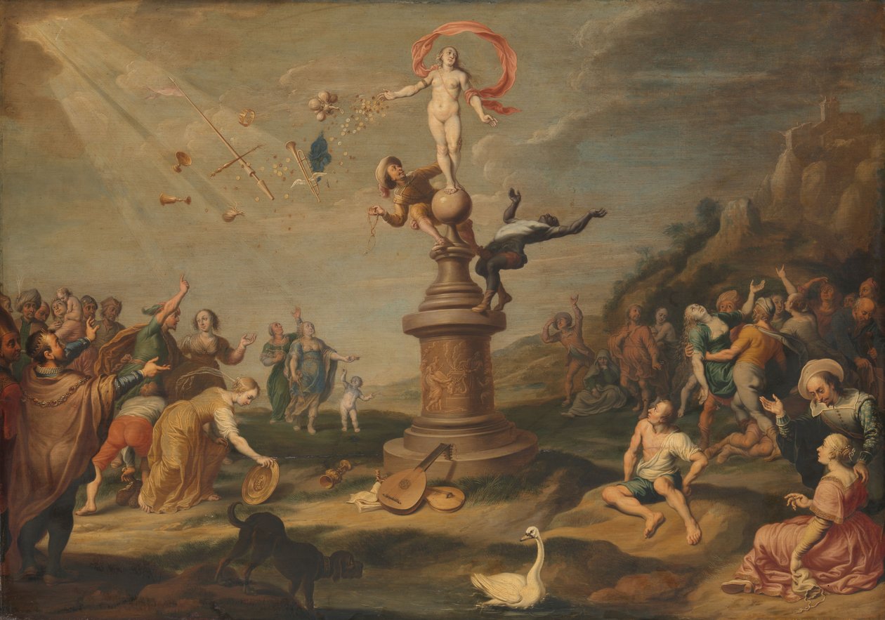 Fortuna obdarowuje swoimi darami, ok. 1645 (olej na panelu) autorstwa Floquet or Flocket Simon Flocquet